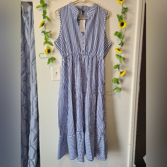 rovave Dresses & Skirts - Nwt Rovave XLarge Blue White Striped Dress